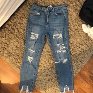 Forever 21 high waist ripped distressed jeans.